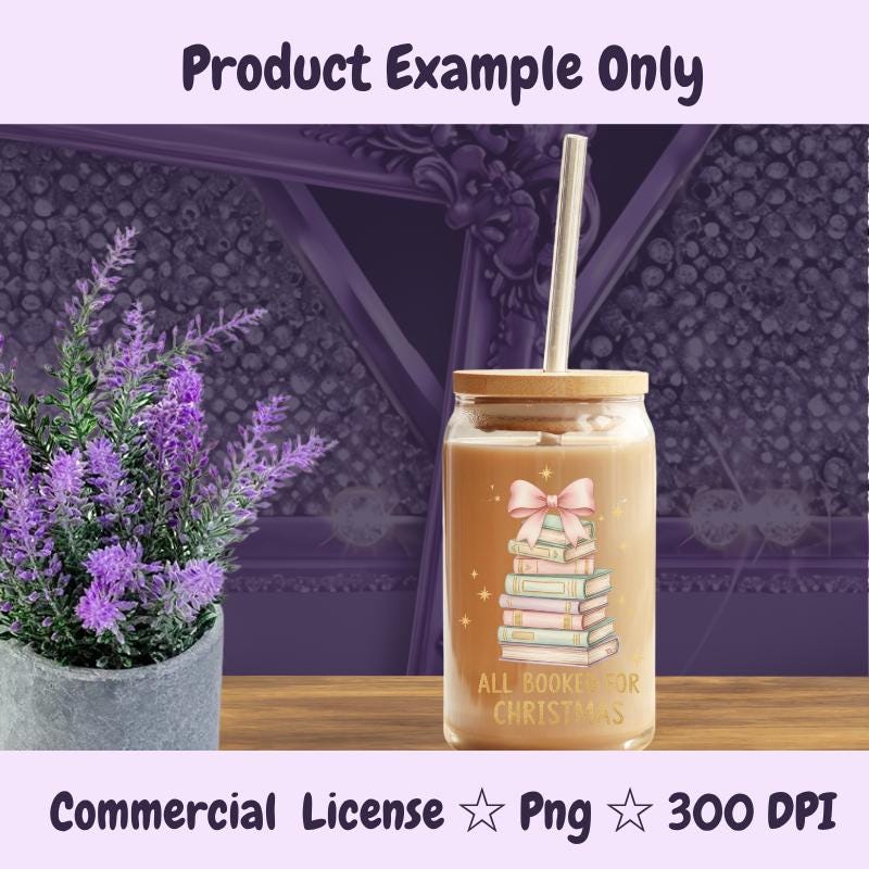 All Booked for Christmas PNG, Pastel Book Stack Clipart, Soft Aesthetic Holiday Sublimation Design, Cute Reader Digital Download