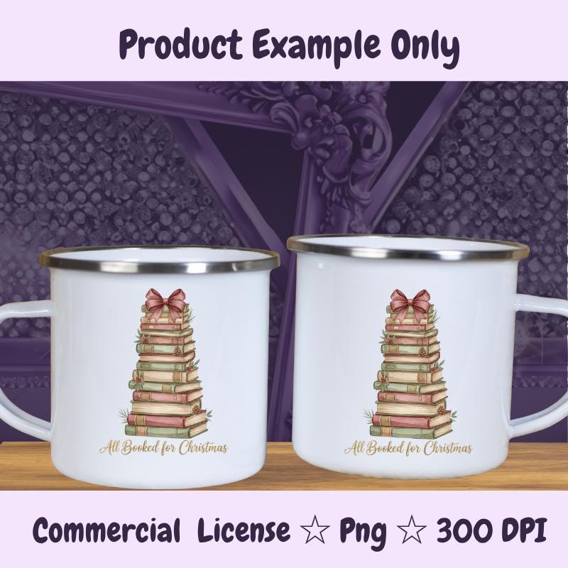 All Booked for Christmas PNG, Vintage Book Stack Holiday Clipart, Cozy Christmas Reader Sublimation, Rustic Book Tree Digital Download