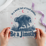In a World Full of Trash Pandas individual product photo included in the Jimothy Raccoon Curated Mix 1 five-pack DTF transfer bundle