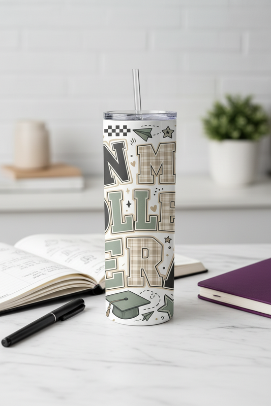 In My College Era Tumbler – 20 oz College Student Travel Cup – lifestyle product view