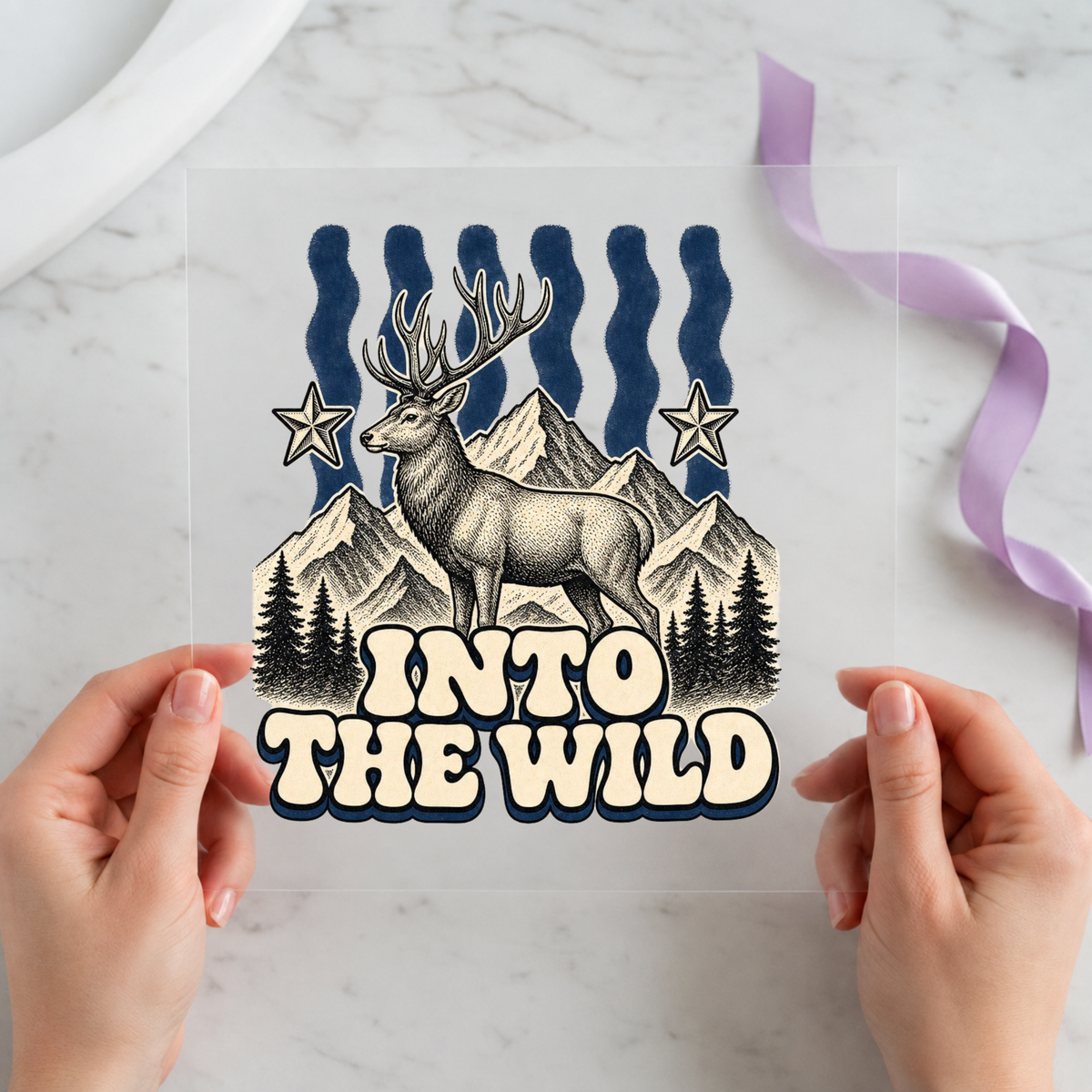Into the Wild Deer Mountains individual product photo included in the Camping Adventure five-pack DTF transfer bundle