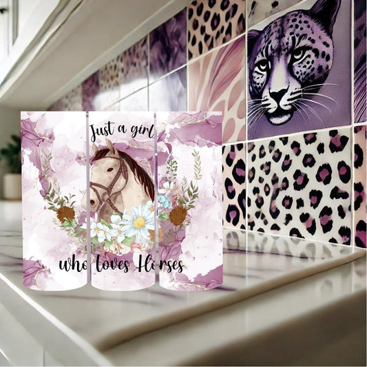 Just a Girl Who Loves Horses Tumbler Purple - Marie Gems