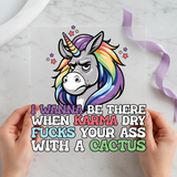 Karma Cactus Unicorn individual product photo included in the Book Lover Curated Mix 10 five-pack DTF transfer bundle