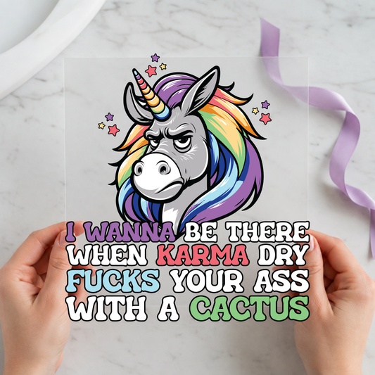 Karma Cactus Unicorn Current individual product photo included in the Book Lover Curated Mix 10 five-pack DTF transfer bundle