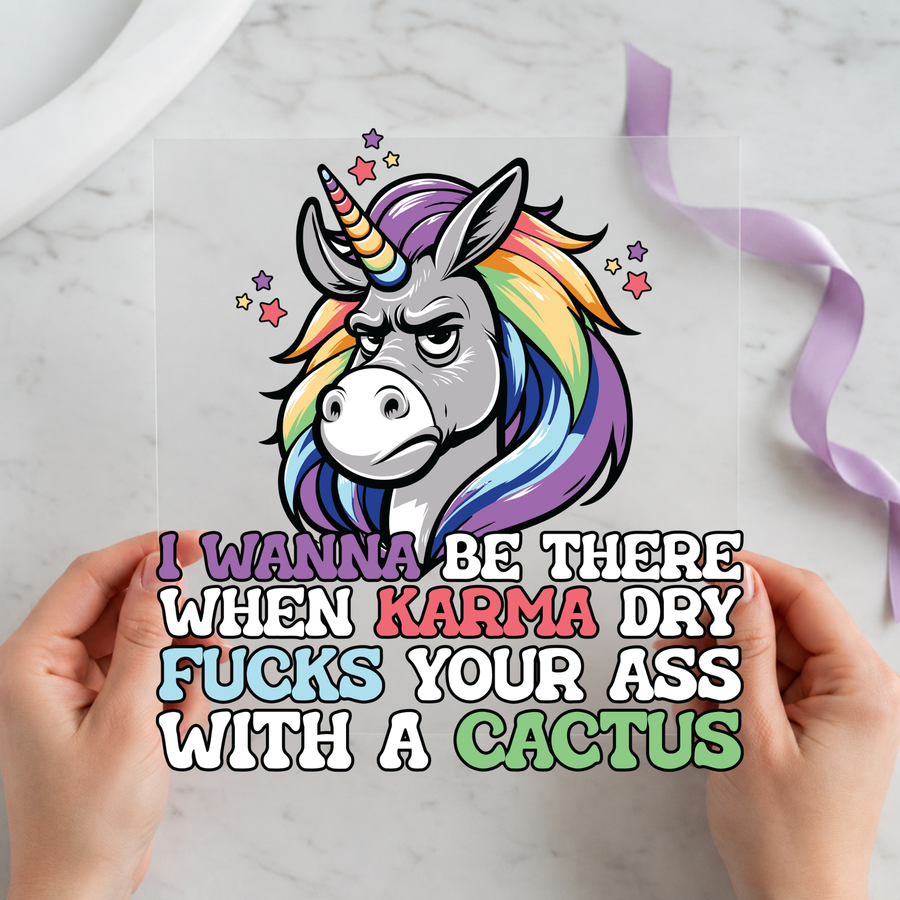 Karma Cactus Unicorn individual product photo included in the Book Lover Curated Mix 10 five-pack DTF transfer bundle