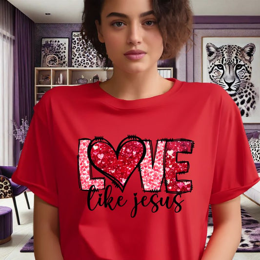 Love Like Jesus - Red Unisex T-Shirt (S - 5XL) - Valentine's Day Collection - Marie Gems