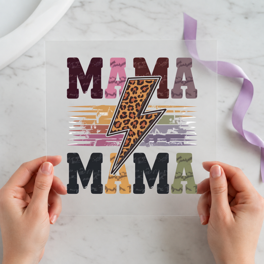 Mama Lightning Bolt Current individual product photo included in the Mom Life Volume 2 five-pack DTF transfer bundle