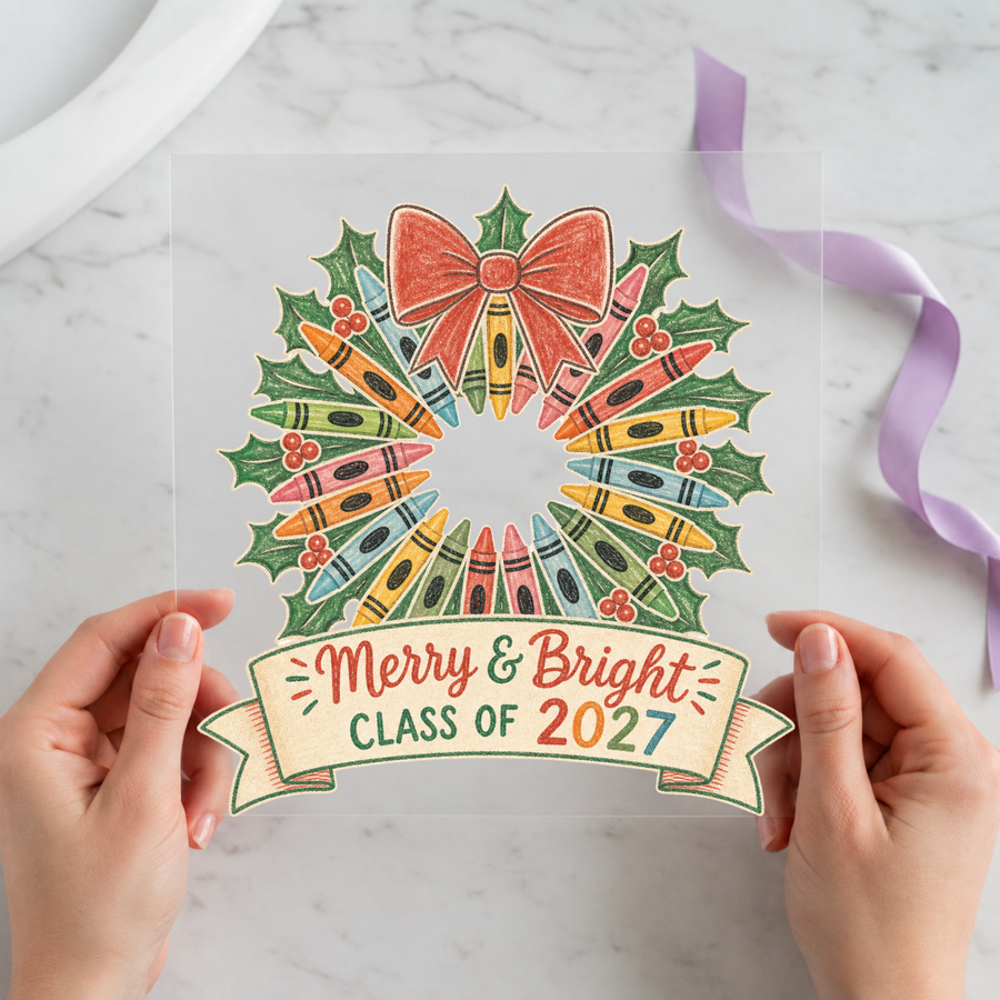 Merry and Bright Class of 2027 Christmas DTF transfer design