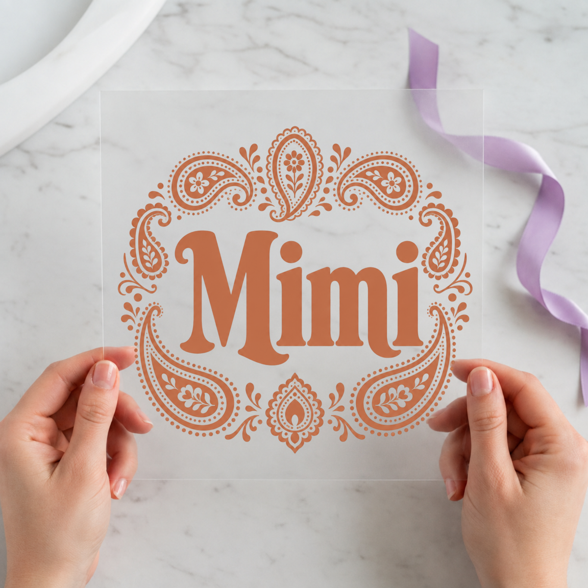 Mimi DTF transfer mockup for grandma gift