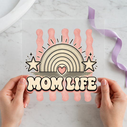 Mom Life Retro Rainbow individual product photo included in the Retro Mom Life five-pack DTF transfer bundle