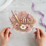 Nana gold floral DTF transfer mockup
