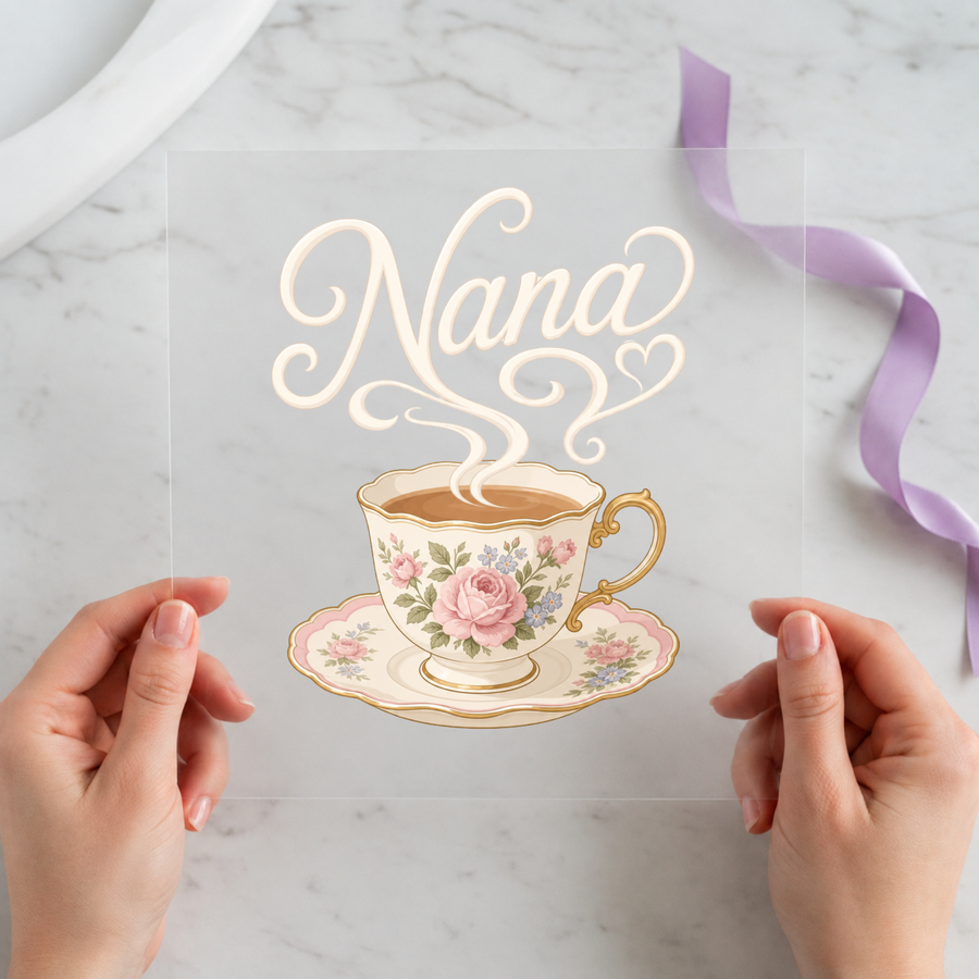 Nana Teacup DTF transfer mockup