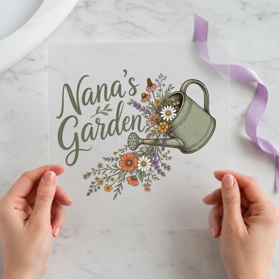 Nana's Garden DTF transfer mockup