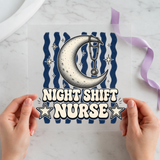 Night Shift Nurse Moon individual product photo included in the Nurse Life five-pack DTF transfer bundle