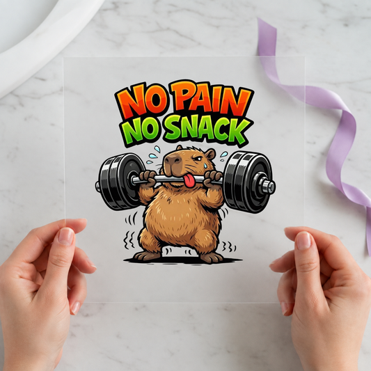 No Pain No Snack Current individual product photo included in the Funny Capybara Volume 2 five-pack DTF transfer bundle