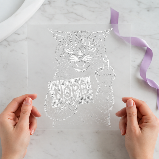 Nope Cat Handmade individual product photo included in the Funny Cat Volume 1 five-pack DTF transfer bundle