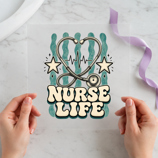 Nurse Life Stethoscope Heart individual product photo included in the Nurse Life five-pack DTF transfer bundle