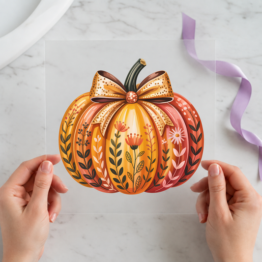 Orange Patterned Pumpkin with individual product photo included in the Halloween Volume 6 five-pack DTF transfer bundle