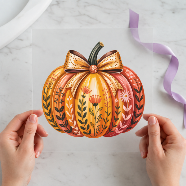 Orange Patterned Pumpkin with individual product photo included in the Halloween Volume 6 five-pack DTF transfer bundle