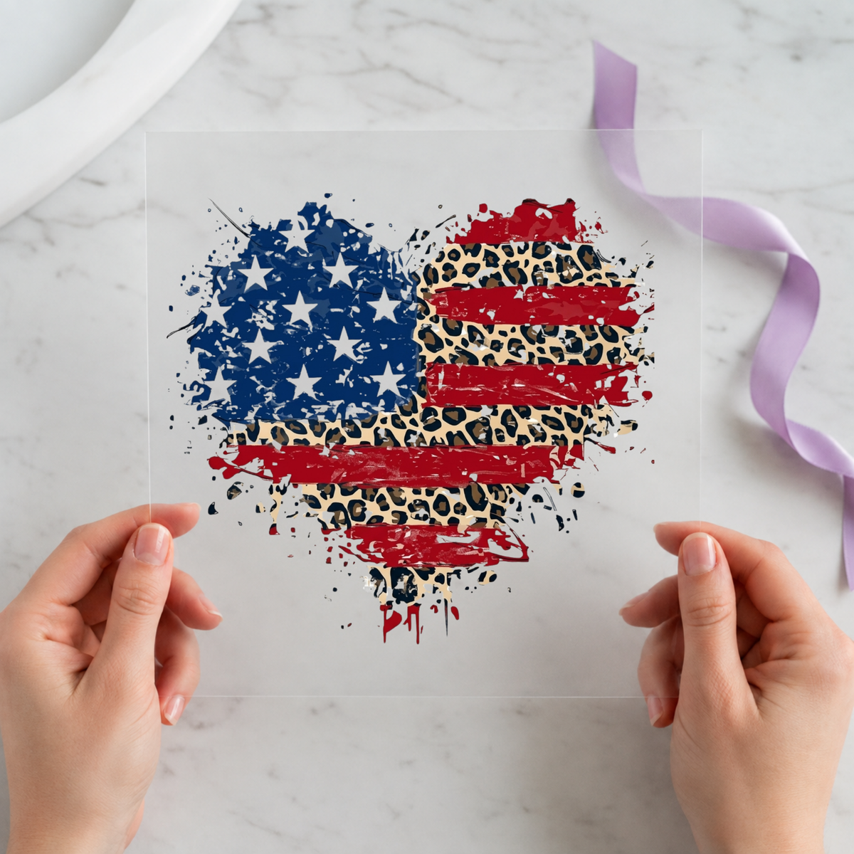 Patriotic Leopard: American Flag Lips individual product photo included in the Funny & Relatable Volume 3 five-pack DTF transfer bundle