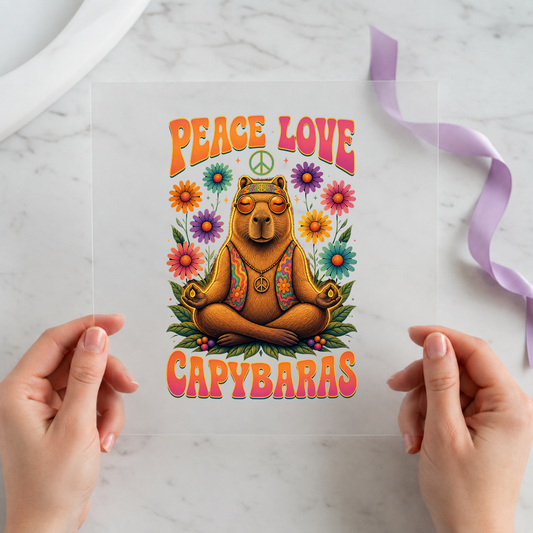 Peace Love Capybaras Current individual product photo included in the Funny Capybara Volume 1 five-pack DTF transfer bundle
