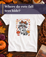 Short video of Cute Fall Raccoon T-Shirt | Leopard Bow Raccoon Pumpkin Tee | Fall Gift for Women