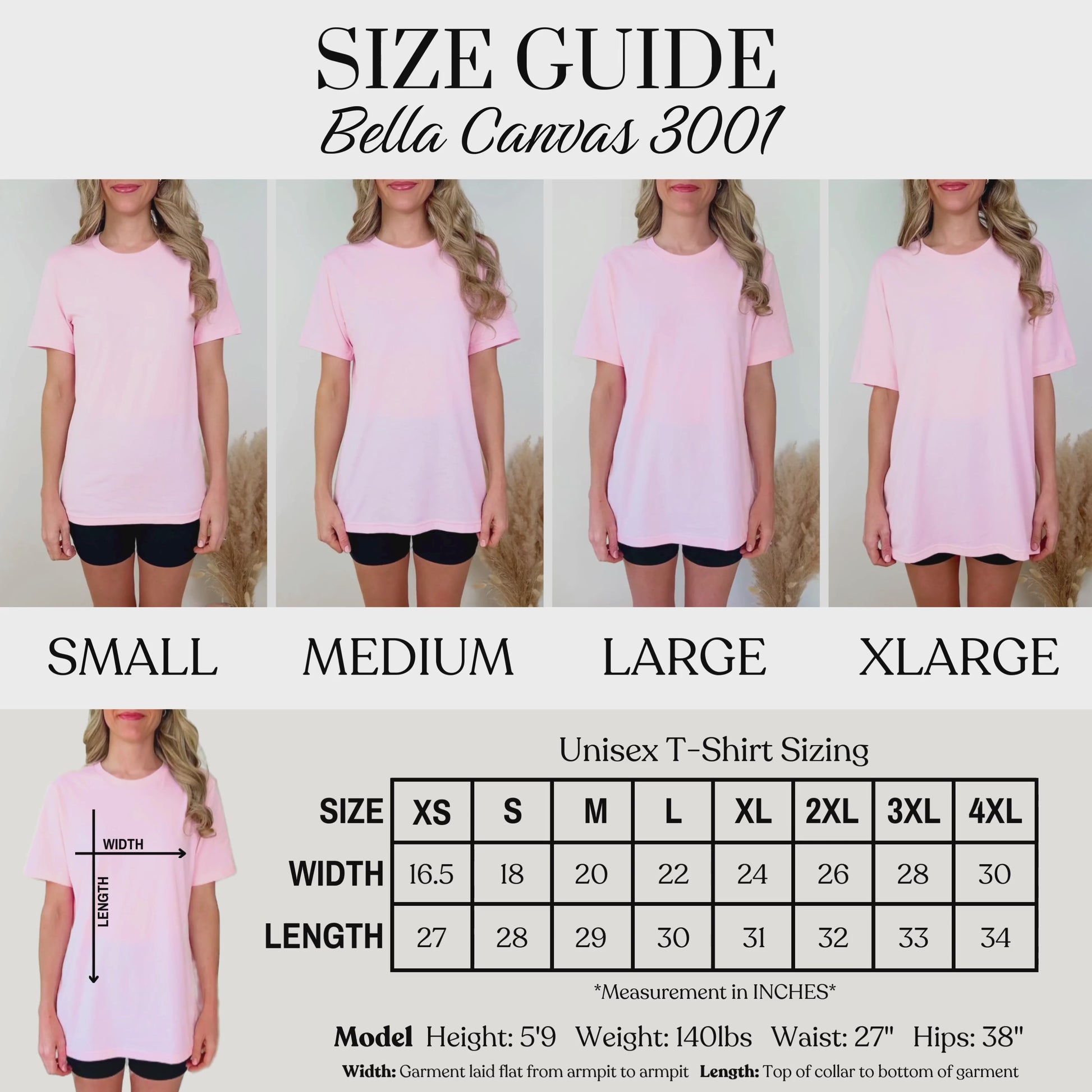 bella canvas 3002 size chart  video