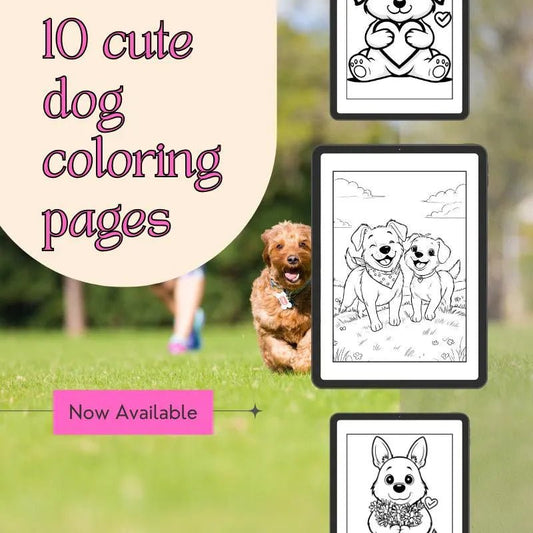 Puppy Coloring Book, Dogs Coloring Pages, Dog Coloring Sheets, Animal Coloring Page, 10 Dog Coloring Pages, Pet Coloring Pages - Marie Gems