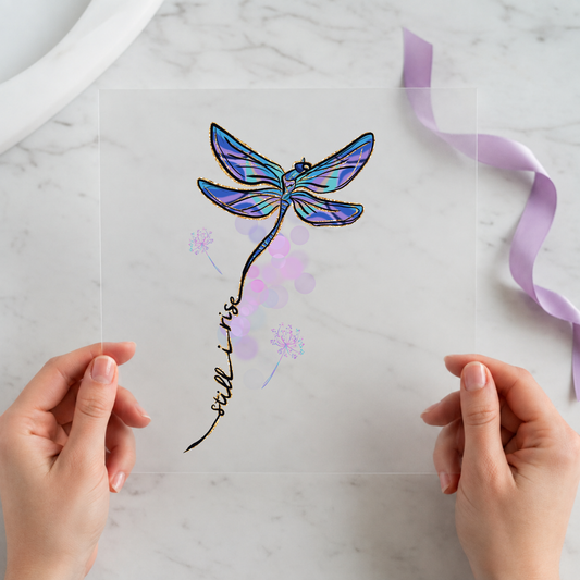 Purple Dragonfly individual product photo included in the Positive & Encouraging five-pack DTF transfer bundle