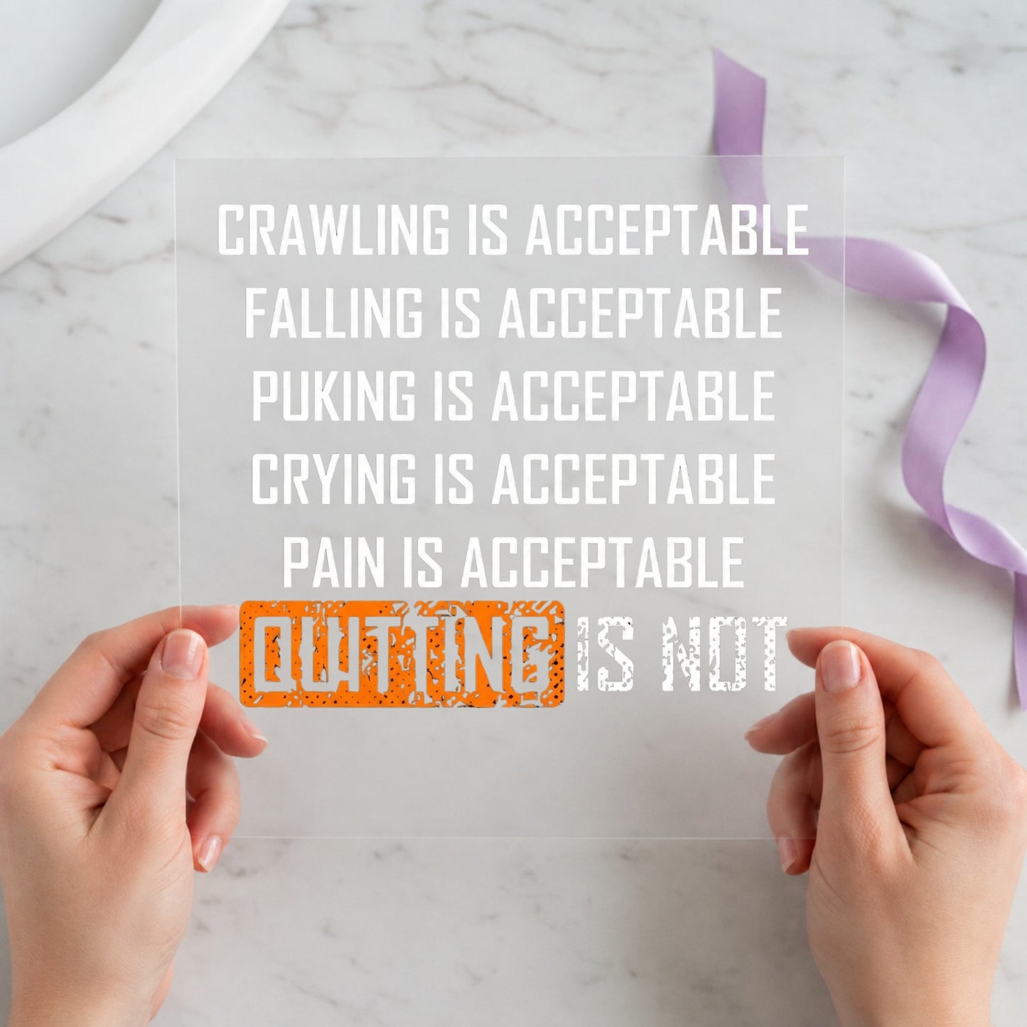 Crawling falling puking crying and pain are acceptable quitting is not fitness 12x12 DTF transfer