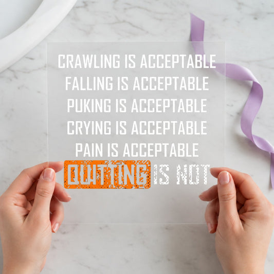 Quitting Is Not an Option individual product photo included in the Funny Taco Curated Mix 9 five-pack DTF transfer bundle