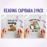 Reading Capybara two-pack 12x12 ready-to-press DTF transfer bundle collage