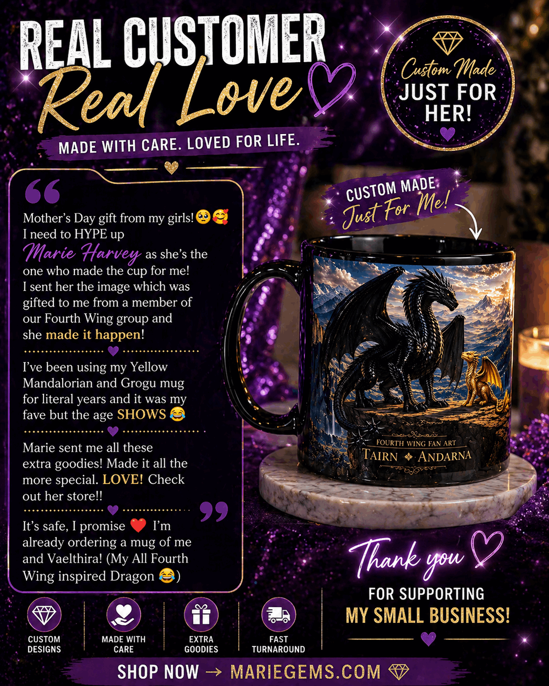 Fourth Wing Dragon Mug | Fantasy Book Lover Coffee Cup