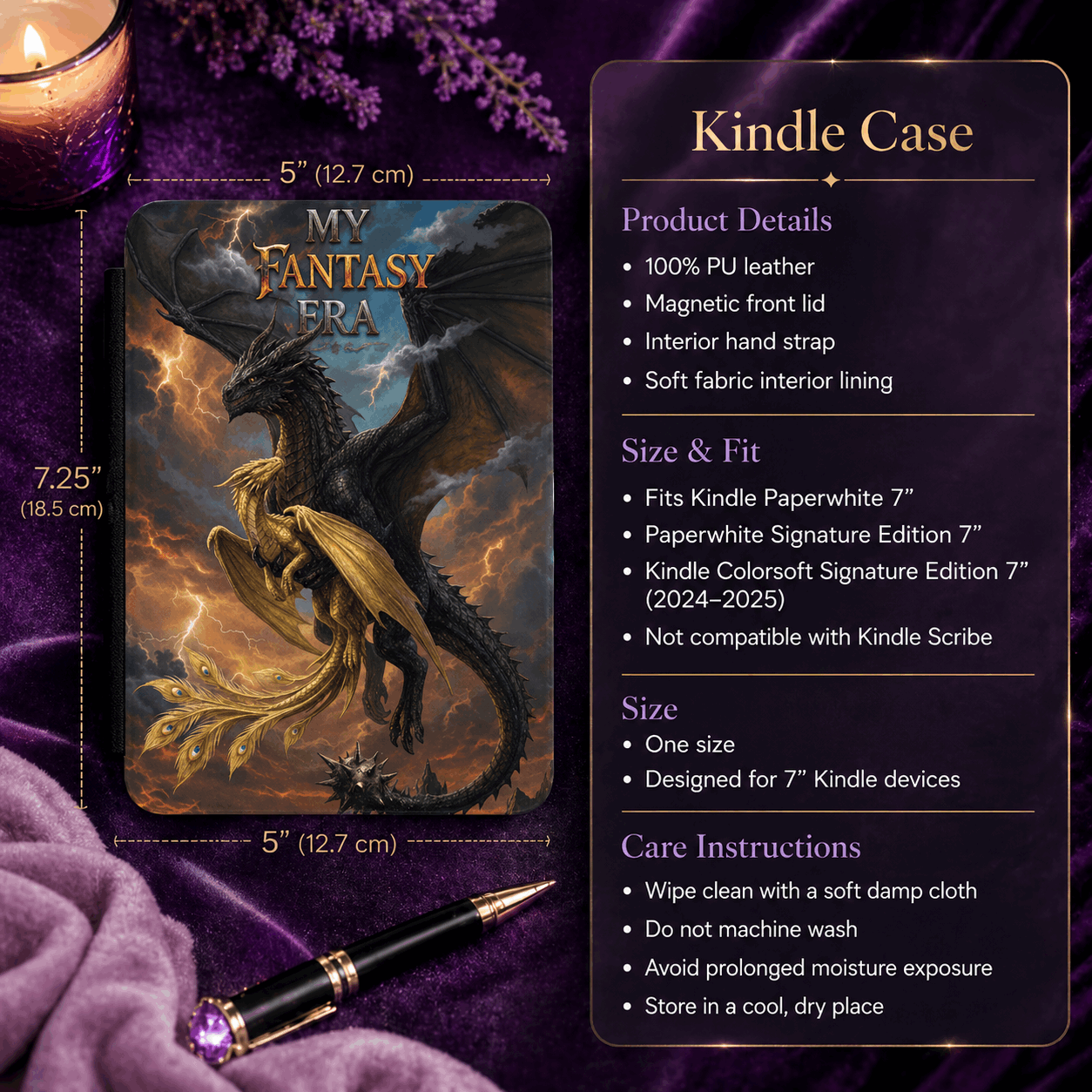Fantasy Dragon Kindle Case | Fourth Wing Inspired Bookish Cover
