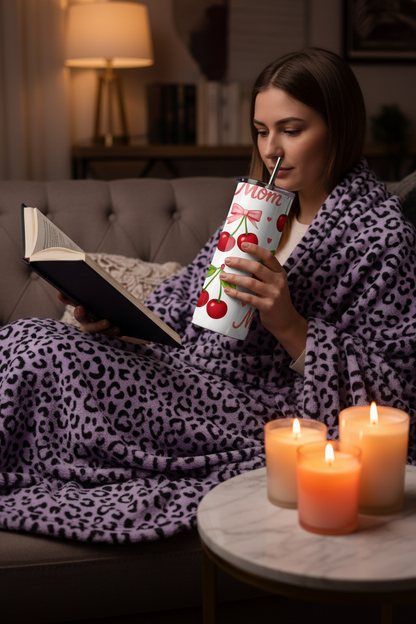 Cherry Mom Gift-Ready 20 oz Stainless Steel Tumbler showing cherry mom tumbler artwork with funny mom tumbler, gifts for mom, made to order, product image 3