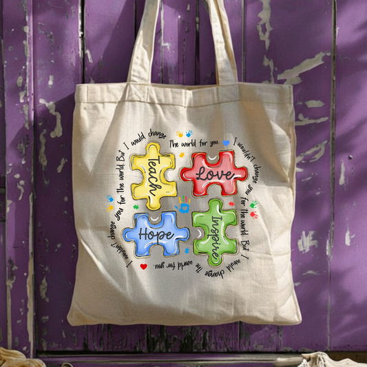 Celebrate Minds of All Kinds Tote Bag, Autism Awareness Canvas Bag, Neurodiversity Brain Design, Special Education Teacher Gift, Inclusion by Printify