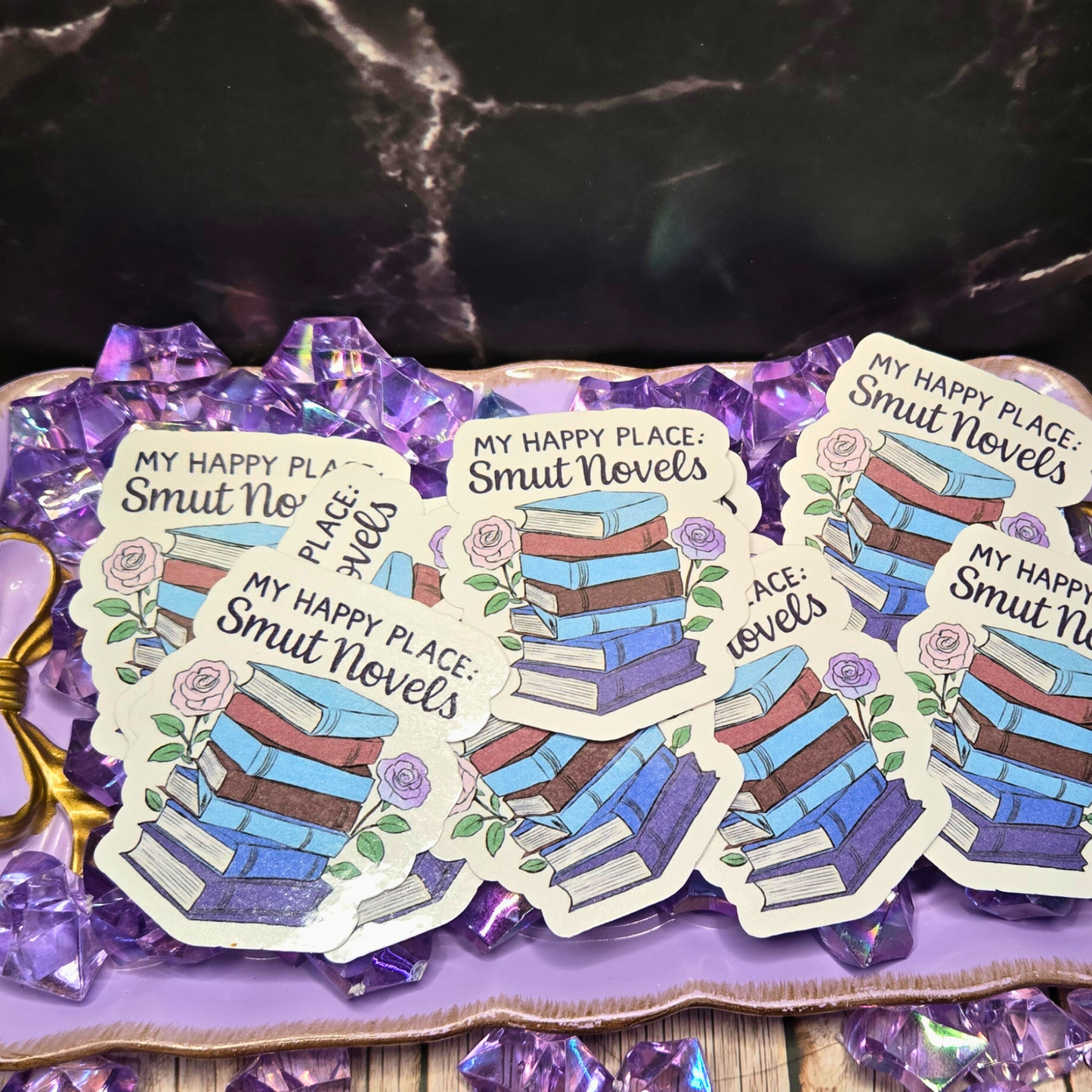 Smut Novels Sticker for Book Lovers | My Happy Place Decal for Laptops, Water Bottles & More | Unique Bookish Gift Idea