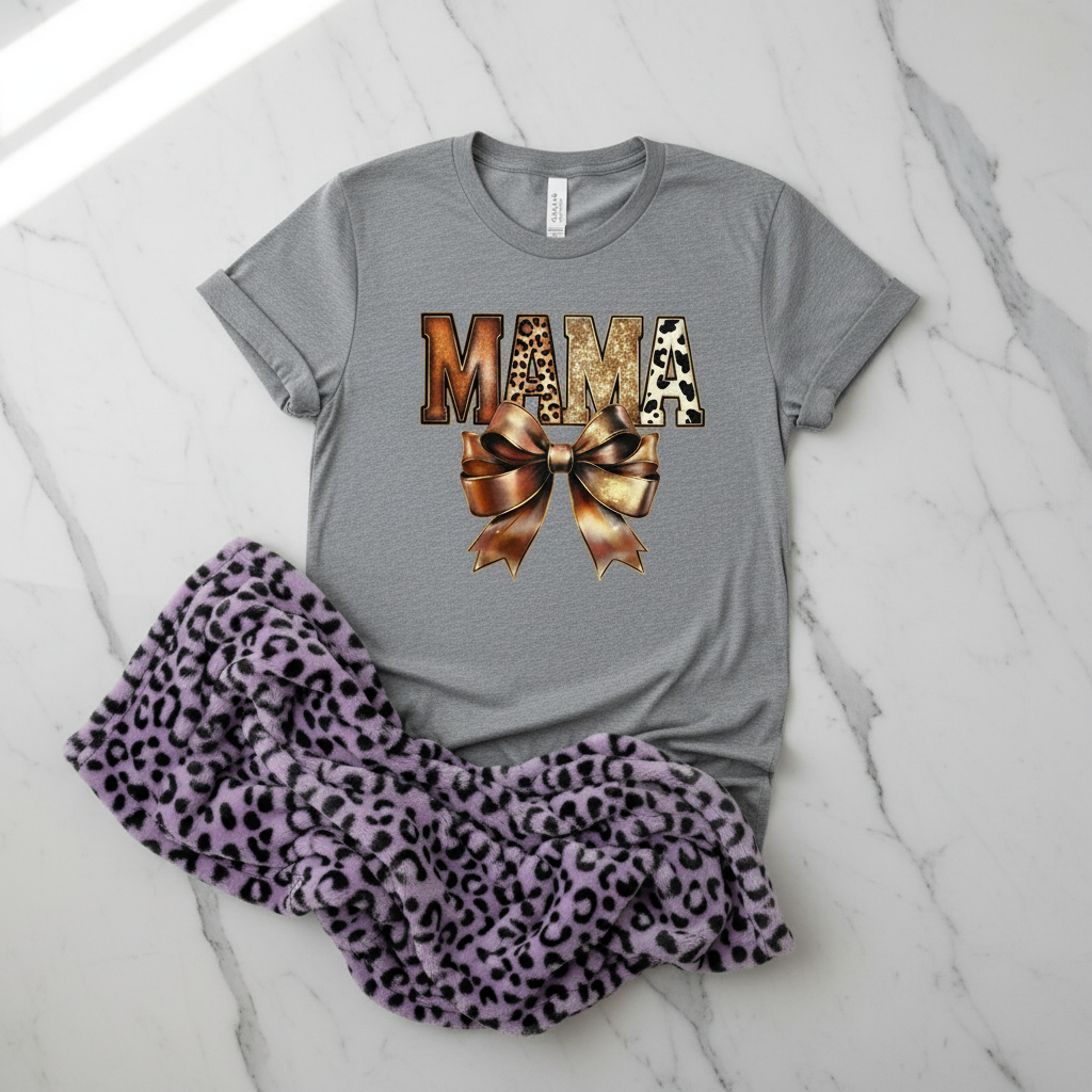 Western Mama Bow Gift-Ready Unisex Graphic T-Shirt showing western mama bow t-shirt artwork with funny shirts for mom, western mama shirt, leopard mom tee, product image 6