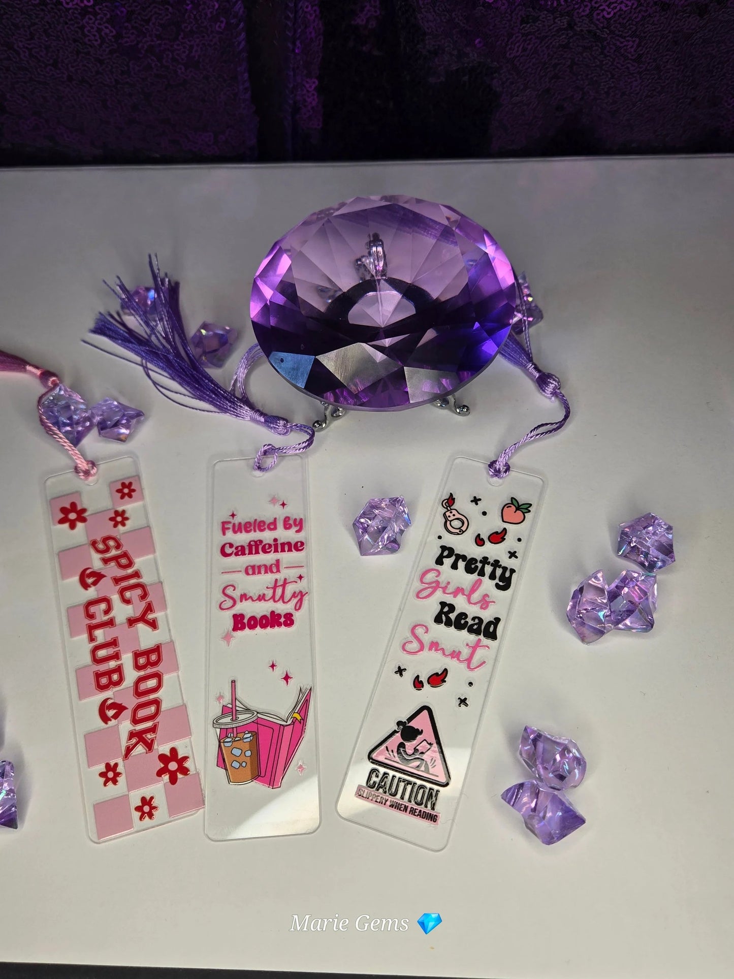 Mystery 3 Pack Spicy Acrylic Bookmark Bundle For Romance Readers Gift Set Premium Quality by Marie Gems