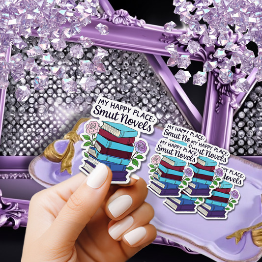 Smut Novels Sticker for Book Lovers | My Happy Place Decal for Laptops, Water Bottles & More | Unique Bookish Gift Idea