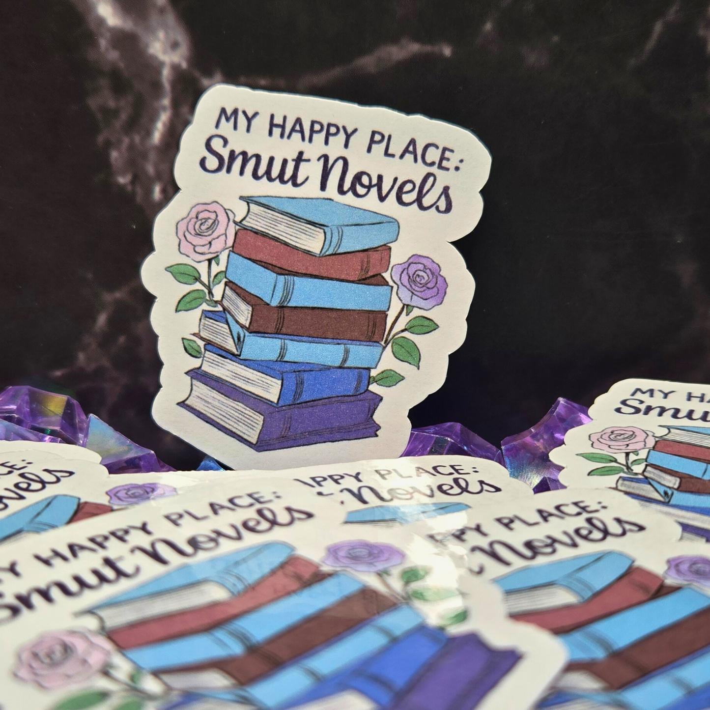 Smut Novels Sticker for Book Lovers | My Happy Place Decal for Laptops, Water Bottles & More | Unique Bookish Gift Idea