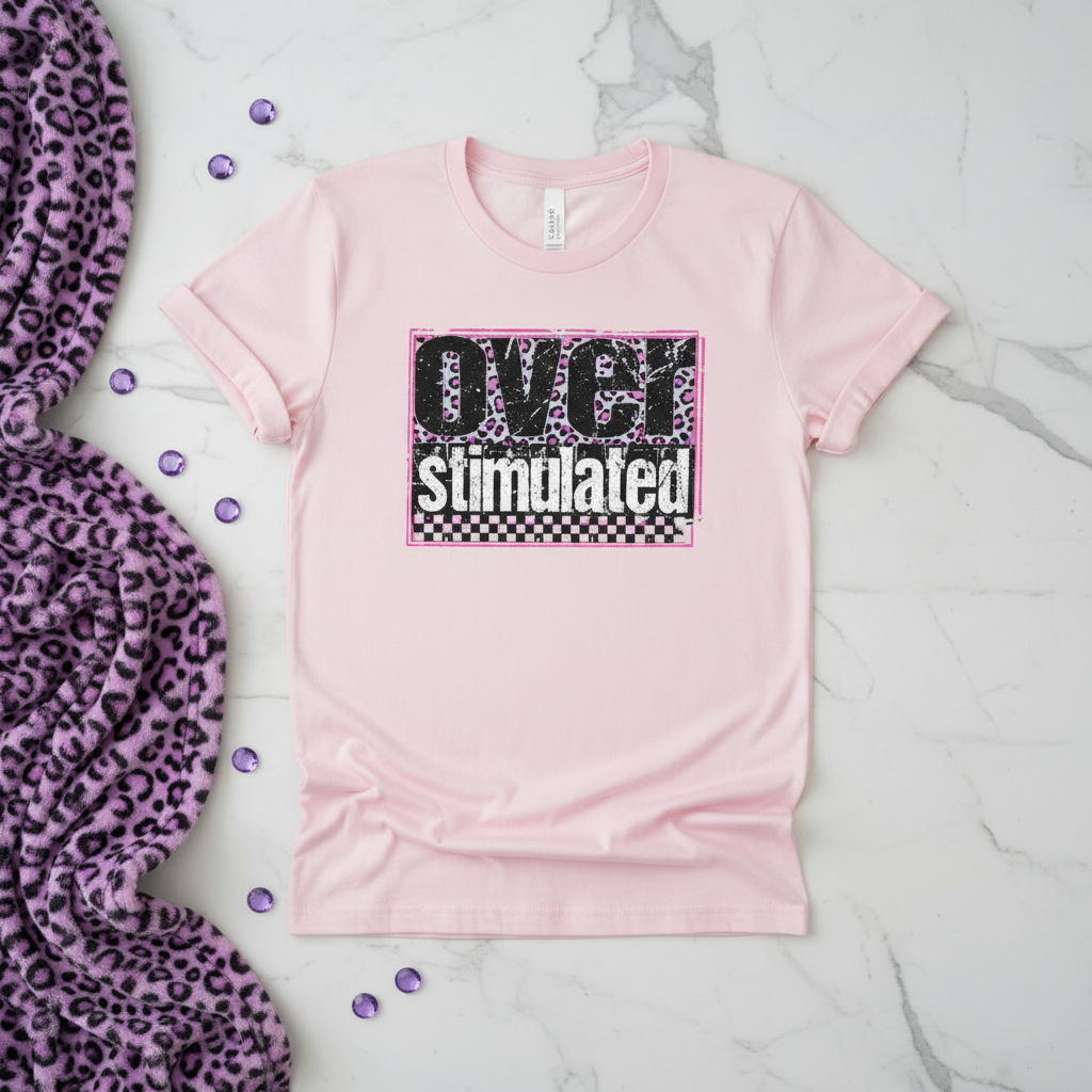 Overstimulated Shirt shown in a front graphic design view