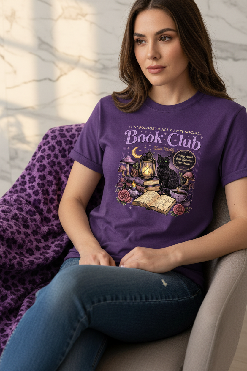 Unapologetically Anti Social Book Club Unisex Graphic T-Shirt showing unapologetically anti social book club shirt artwork with anti social book club tee, unapologetically anti