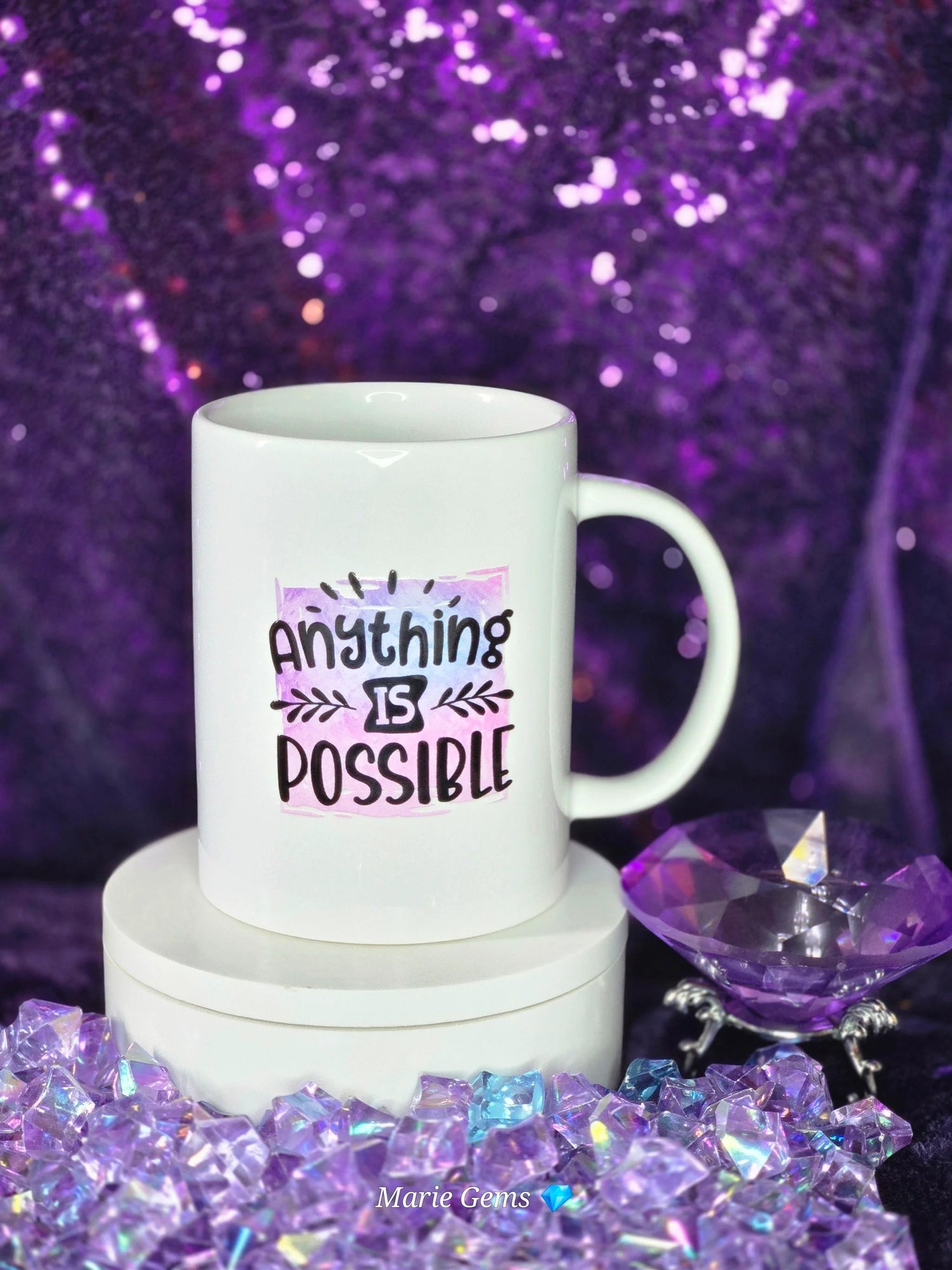 15oz Motivational Coffee Mug - If Not Now Then When & Anything Is Possible by Marie Gems