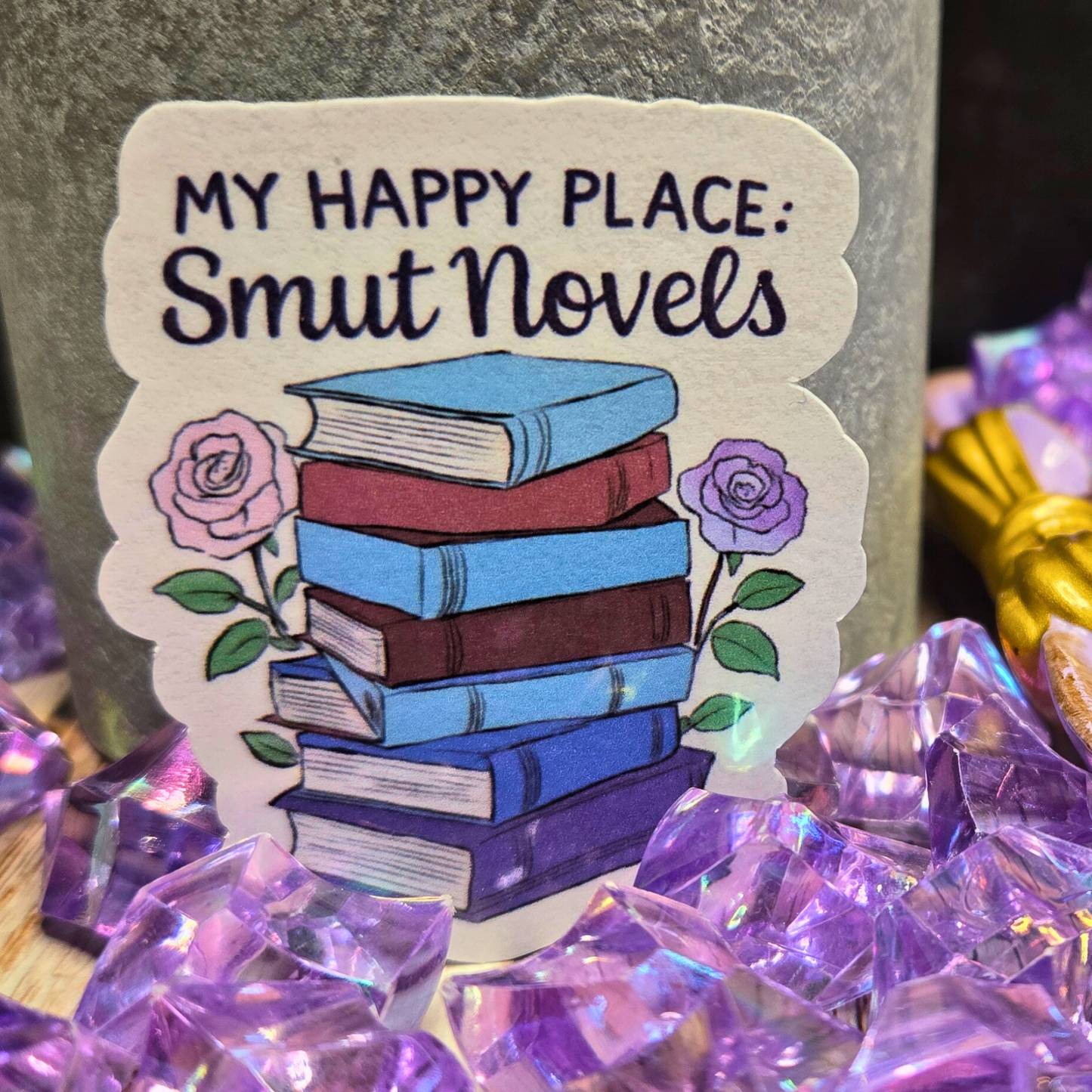 Smut Novels Sticker for Book Lovers | My Happy Place Decal for Laptops, Water Bottles & More | Unique Bookish Gift Idea