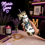 Western Mom Handmade 20 oz Stainless Steel Tumbler showing western mom 20oz tumbler artwork with funny mom tumbler, gifts for mom, made to order, product image 2
