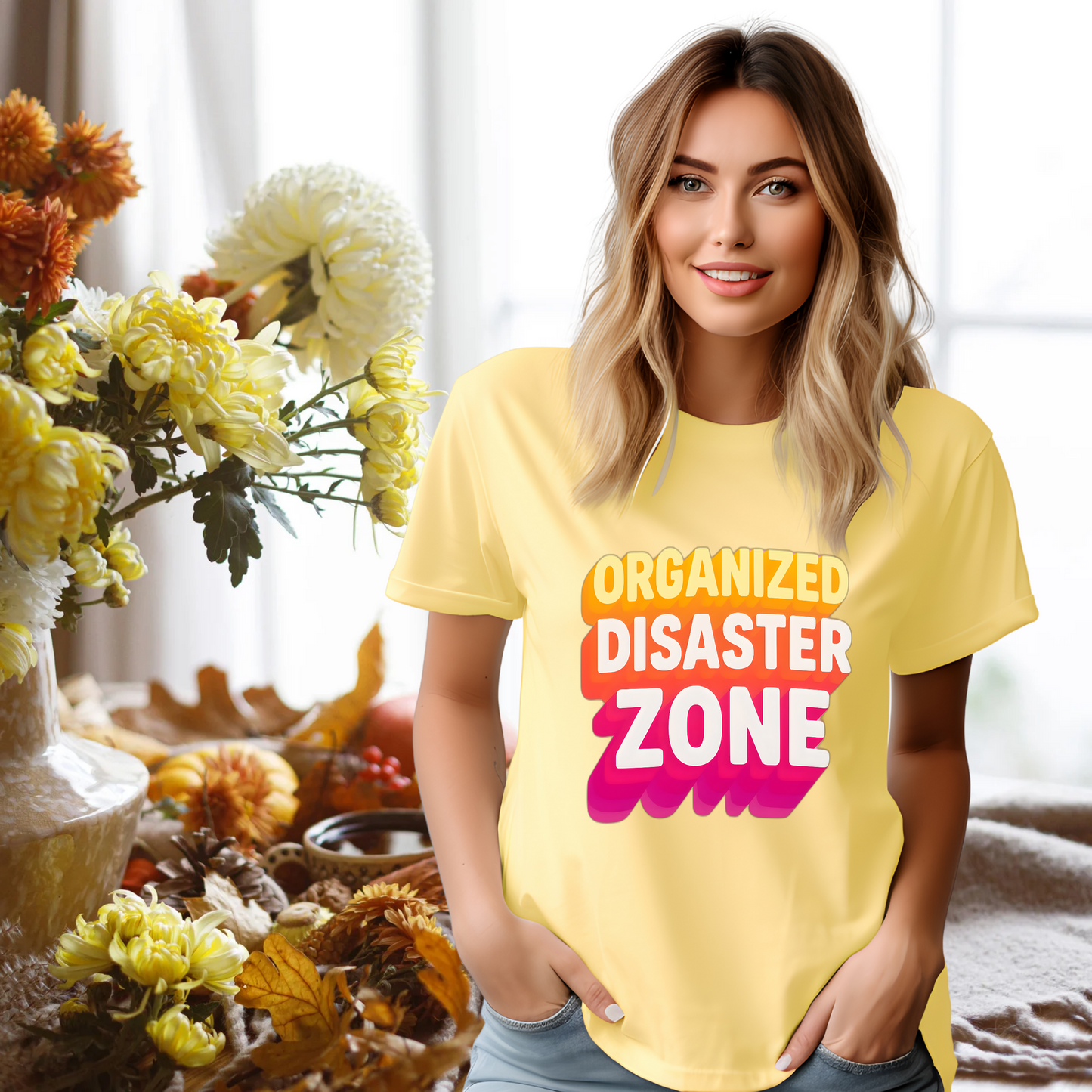 Organized Disaster Zone Funny Mom T-Shirt, Chaotic Life Tee, Sarcastic Tee, Messy Buns, Mom Life, Comfort Colors Shirt