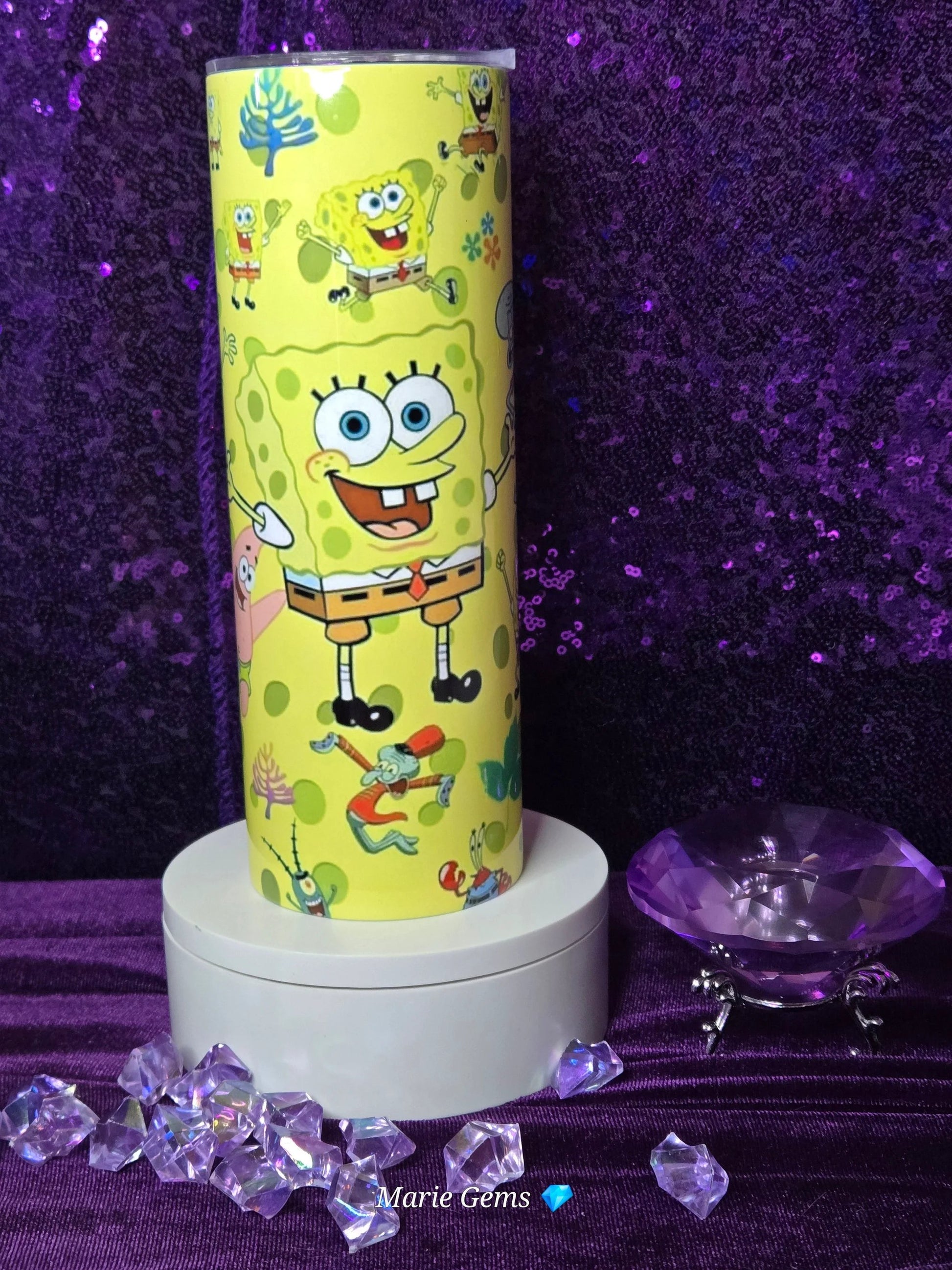 Cartoon Character 20oz Tumbler Animated Sea Life Travel Mug Nostalgic Yellow Gift for Fans and Kids by Marie Gems