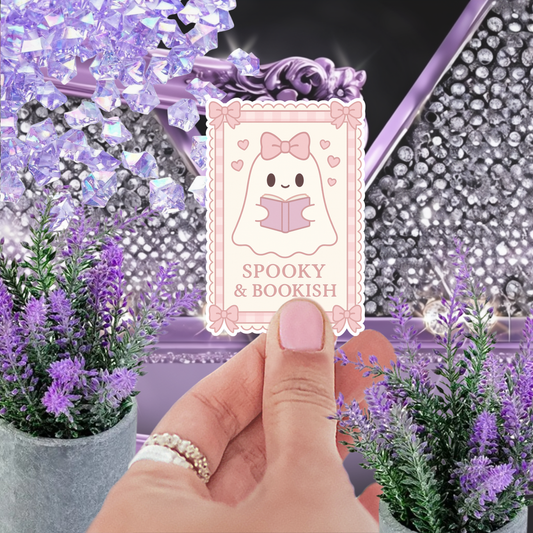 Spooky and Bookish Ghost Sticker - Cute Pastel Die-Cut Decal for Books and Laptops