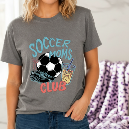 Soccer Moms Club Gift-Ready Unisex Graphic T-Shirt showing soccer moms club graphic t-shirt artwork with funny shirts for mom, soccer mom shirt, busy mom outfit, product image 3